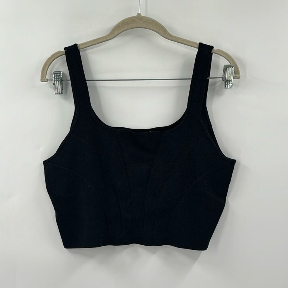 Good American knit black crop tank top